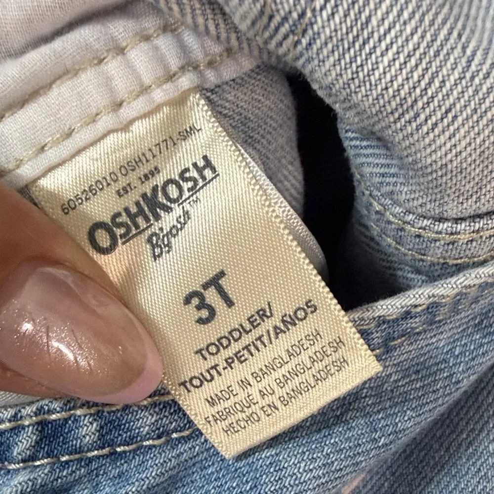 OshKosh B'gosh Blue Denim Overalls with Pink Hearts